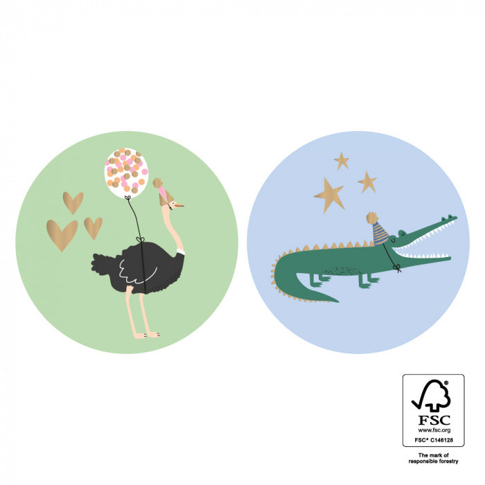 Stickers Duo - Ostrich/ Crocodile Gold | 6 stuks
