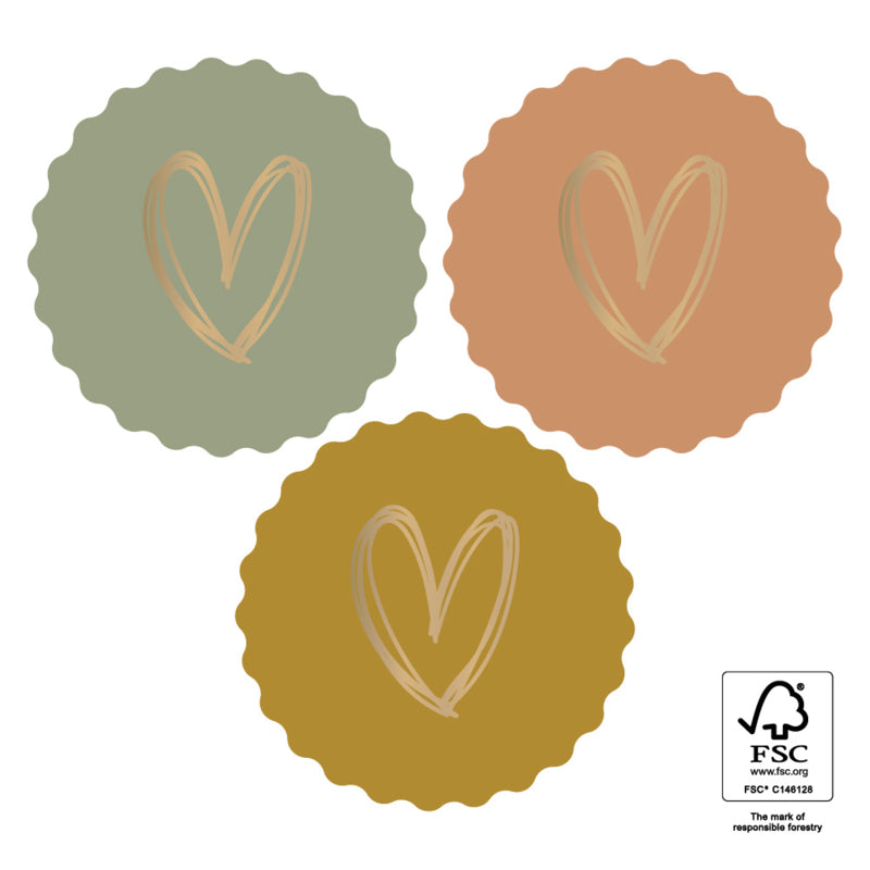 Sticker | Multi - Heart Gold - Faded Dark | 6 stuks