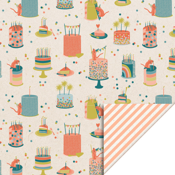 Birthday Cake - Stripe Peach